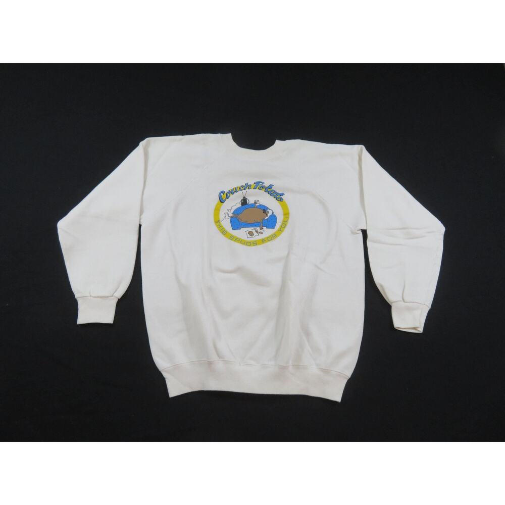 Couch Potato Sweatshirt, Funny This Spuds For You, White Sweater Sz M 1980s
